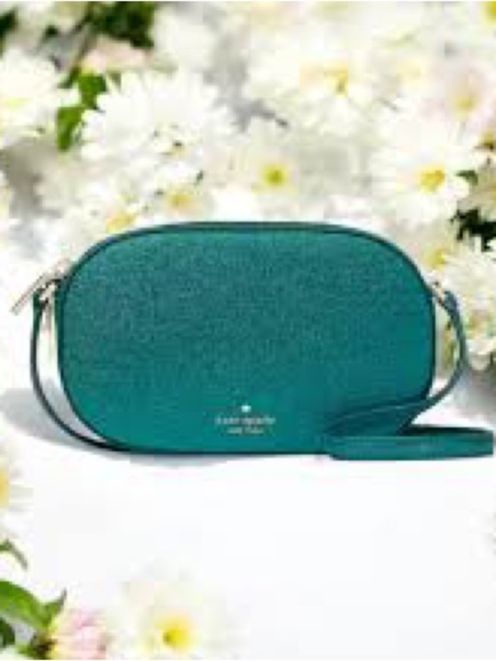 Kate Spade New York teal oval Glimmer Camera crossbody purse